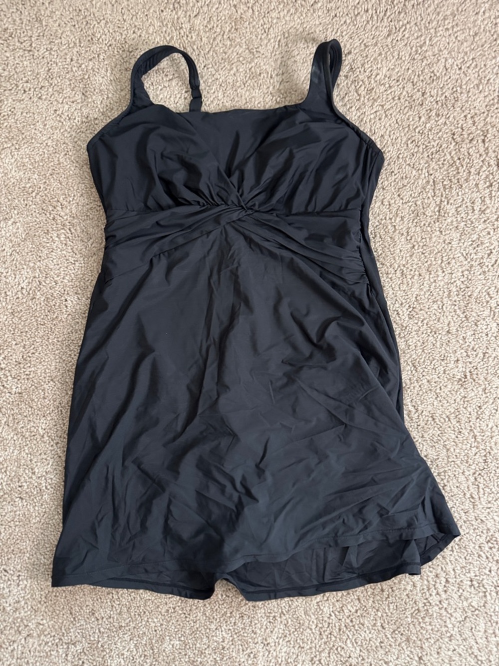Lands' End Black Swimdress with Supportive Cups